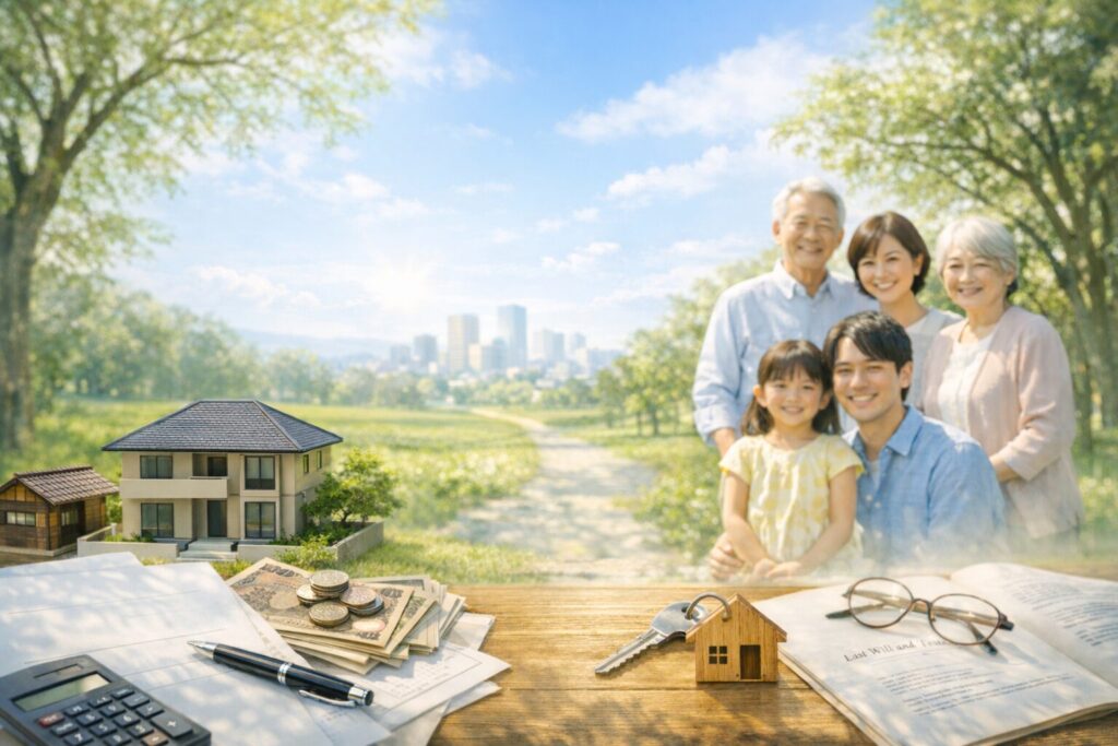 相続に向けて実家売却をする家族