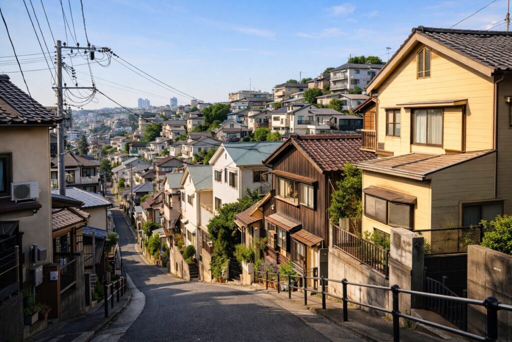 横浜市で相続した実家の売却を検討する坂道にある戸建て